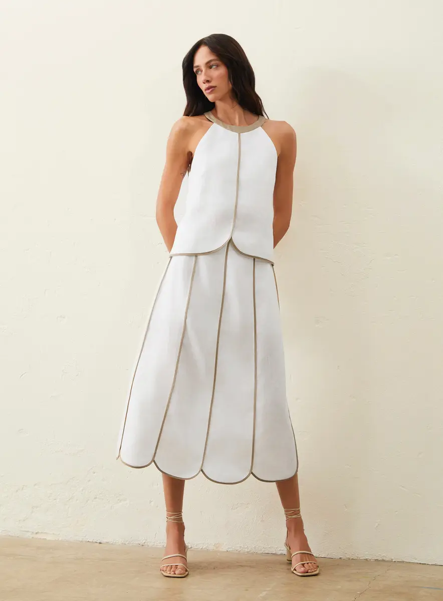 SAIA MIDI LINHO DETALHE BICOLOR