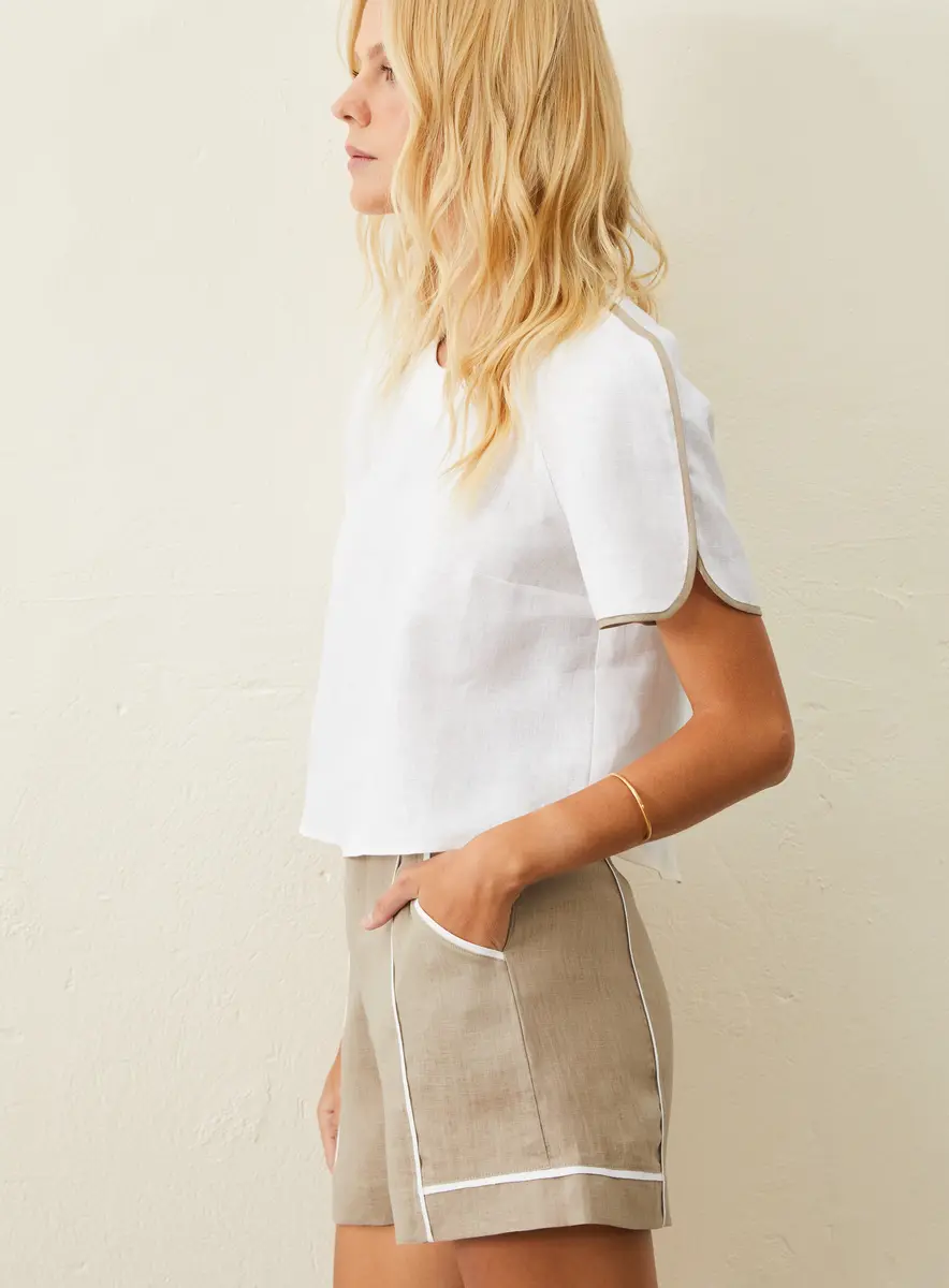 BLUSA LINHO DETALHE BICOLOR