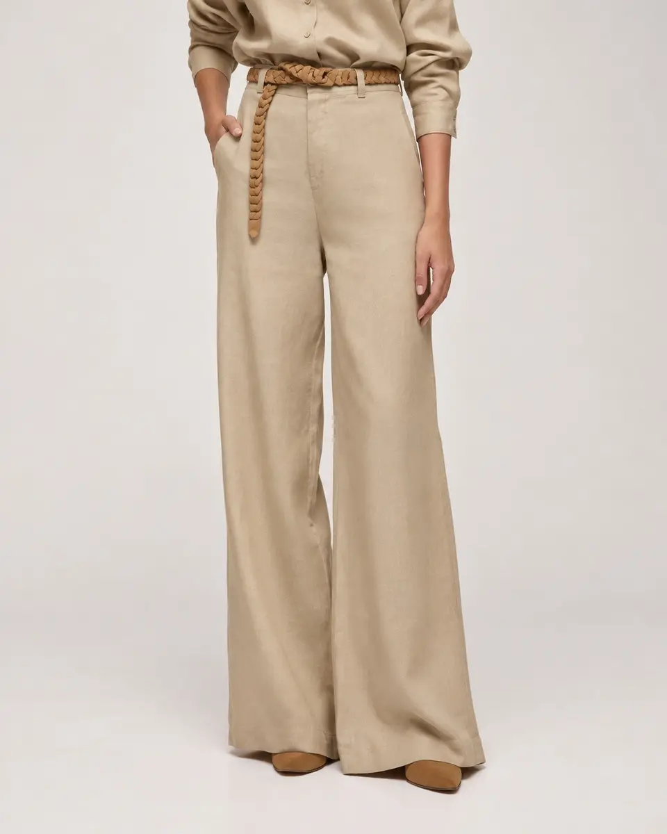 Calça Wide Linho Natural
