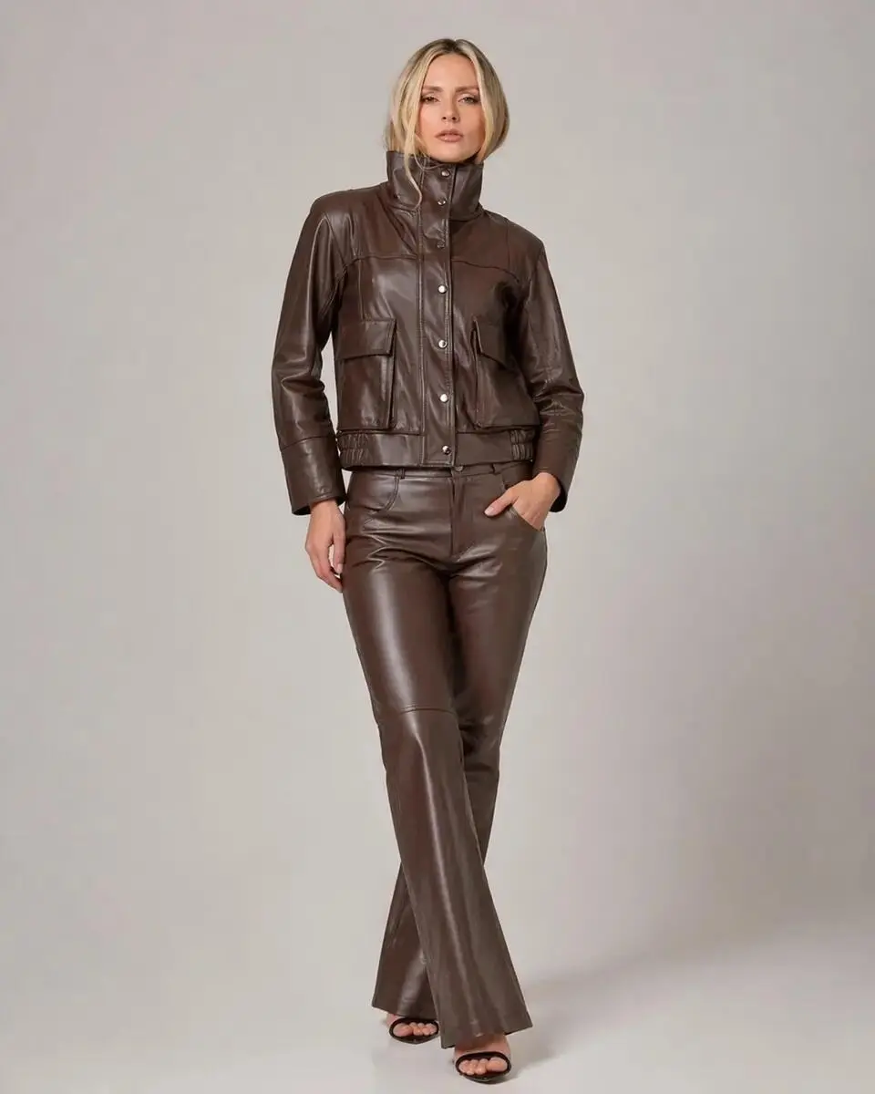 CALÇA JEANS COURO LEGITIMO