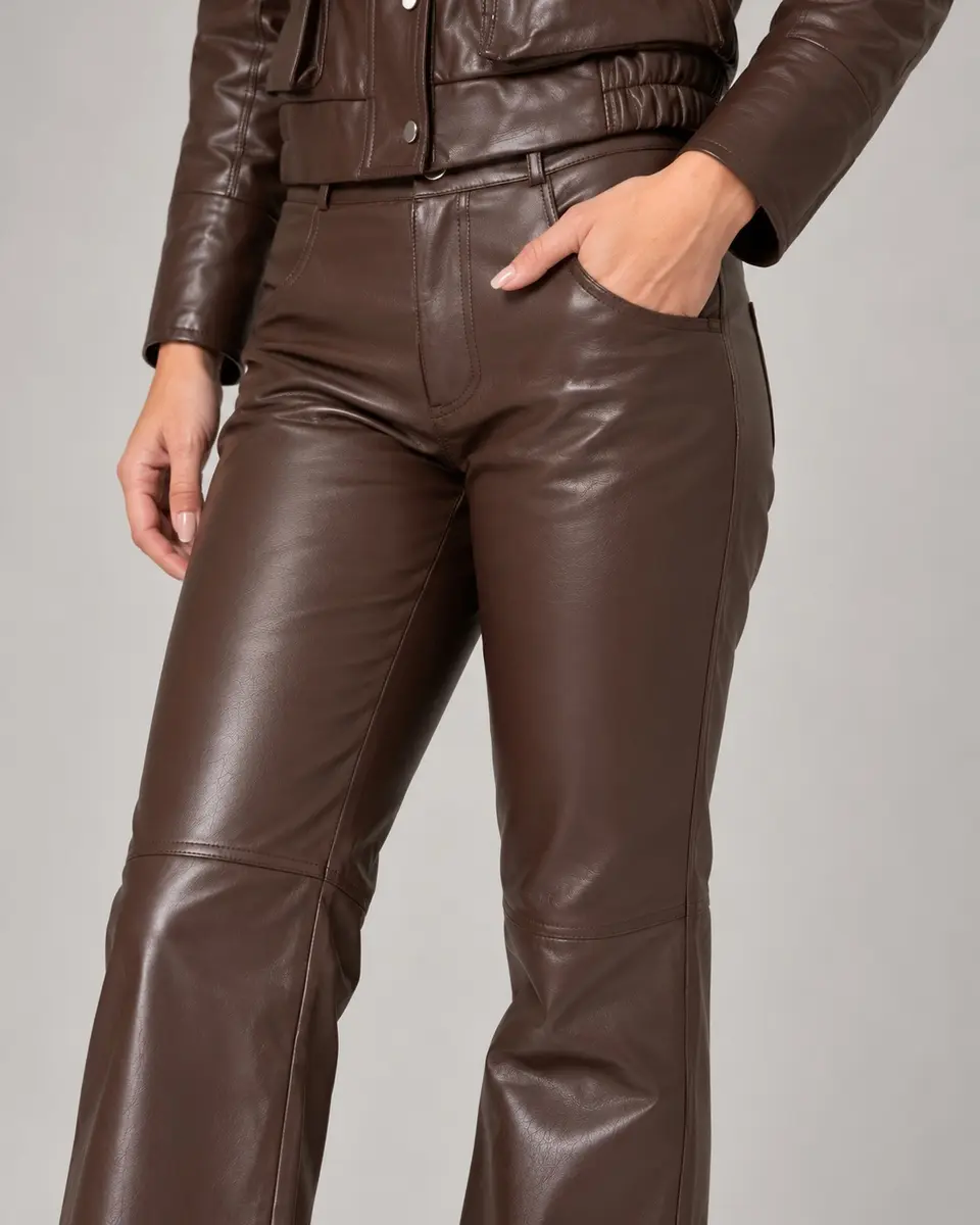 CALÇA JEANS COURO LEGITIMO