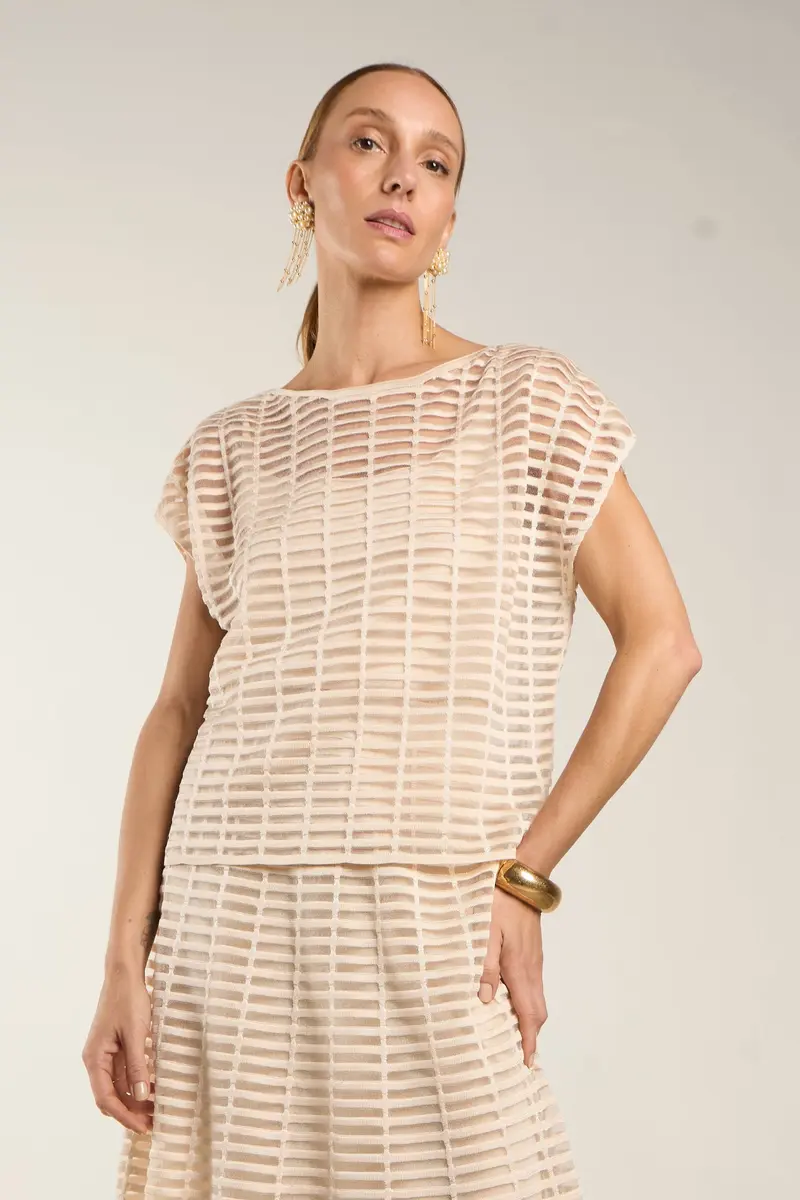 BLUSA   DE TRICOT TRANSPARÊNCIA